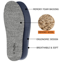 TIESTRA merino wool insoles memory foam side profile for cushioning