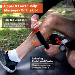 Tiger Tail Roadster 11-inch massage stick angled view for convenient self-massage.