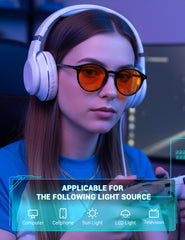 TIJN orange blue light blocking glasses — angled view shows frame details