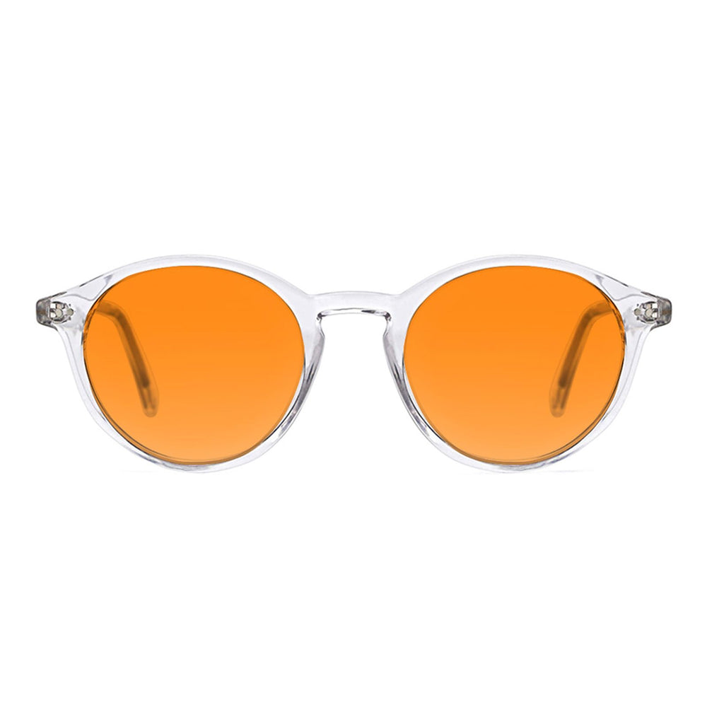 TIJN orange-lens blue light blocking glasses with round frame for comfortable screen viewing.