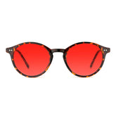 TIJN red lens glasses with round tortoise frame reduce blue light for comfortable screen viewing.
