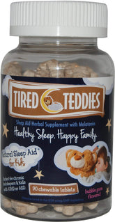 Tired Teddies kid melatonin bear chewables with bubblegum flavor for calm bedtimes.