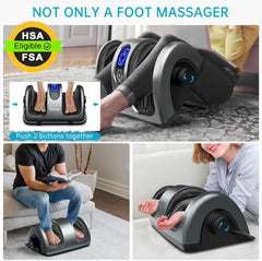 TISSCARE foot massager with 360-degree support bar demonstrates targeted calf and ankle relief.
