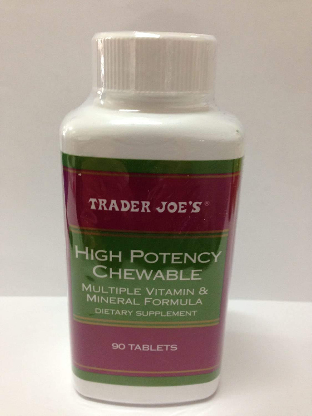 TJ's High Potency Chewable 90-tablet bottle for daily micronutrient support