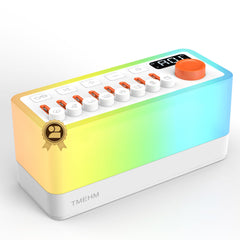 TMEHM 3-in-1 Sleep Sound Machine on a nightstand showing compact design and night light