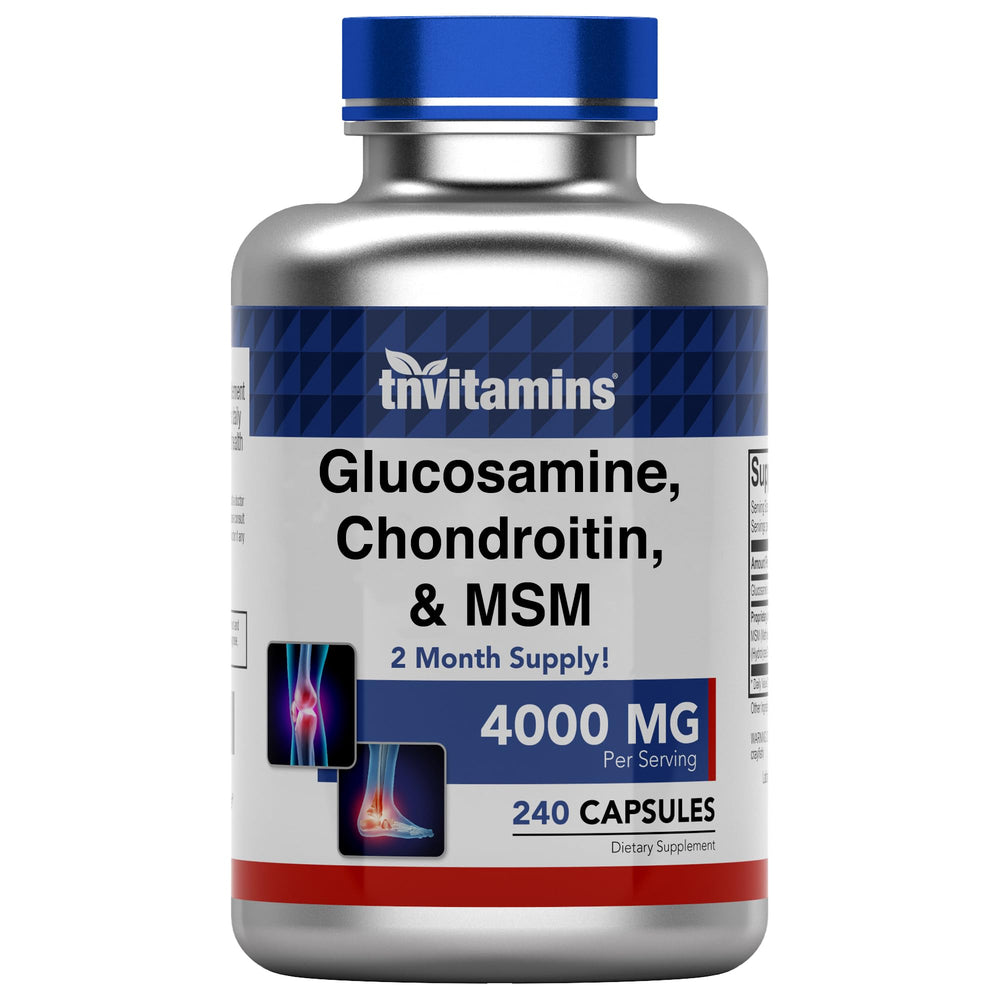 tnvitamins glucosamine-chondroitin-msm capsules bottle highlighting joint support formula