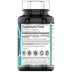 tnvitamins magnesium glycinate capsules close-up easy-to-swallow daily supplement.