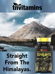TNVitamins Shilajit capsules close-up with earthy resin color.