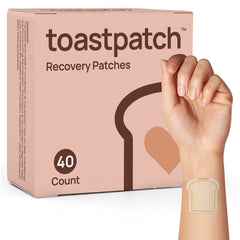 Toastpatch recovery patches in a compact tin for on-the-go wellness.