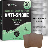 TOLEVITA Anti-Smoke Patches box shows 7 mg formula for craving reduction.