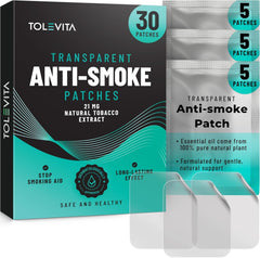 TOLEVITA Anti-Smoke Patches pack front showing 30-day supply for craving support