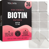 TOLEVITA Biotin Patches pack front showing 36-count value and daily use