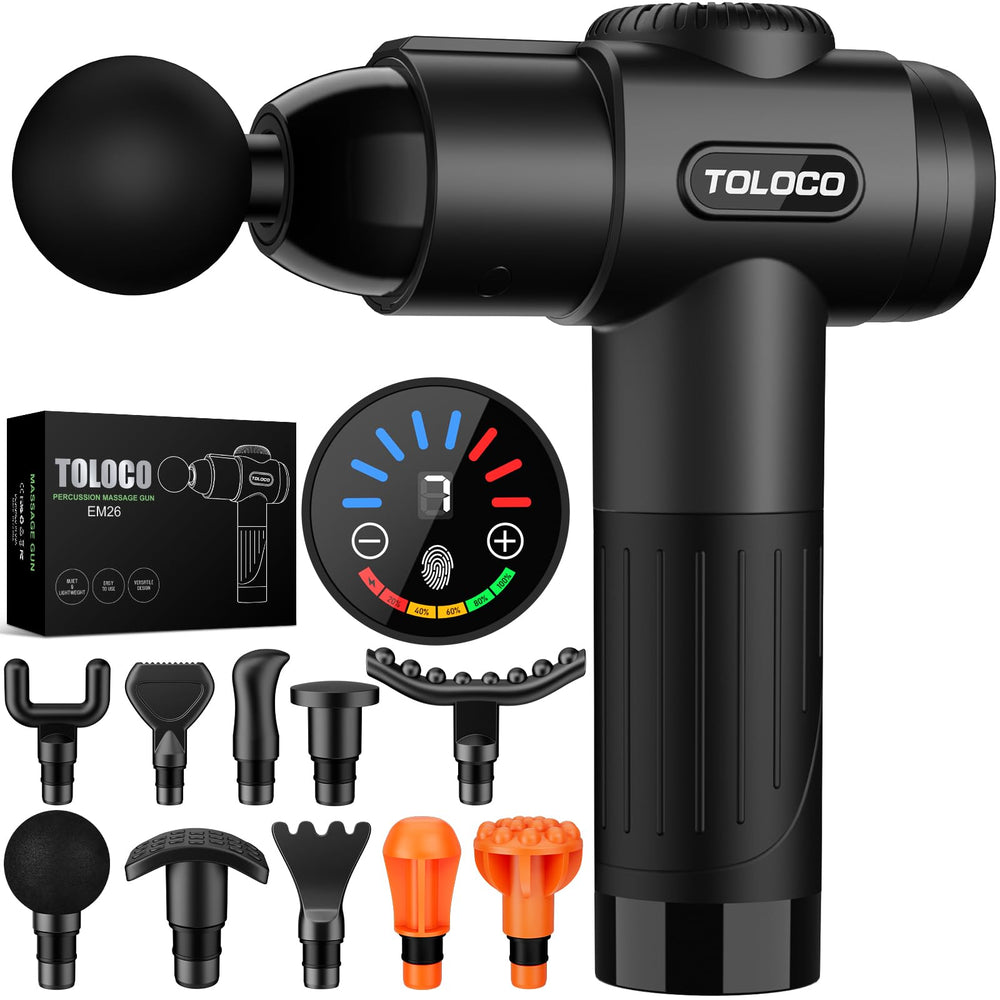 TOLOCO deep tissue massage gun providing back relief and muscle recovery at home.