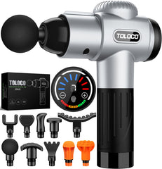 TOLOCO Massage Gun with compact design for easy home use and portability.
