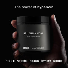 Toniiq 1,000mg St. John's Wort powder close-up—emphasizes purity and potency