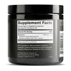 Toniiq Berberine HCl 97-percent powder focus illustrating concentrated purity for precise dosing