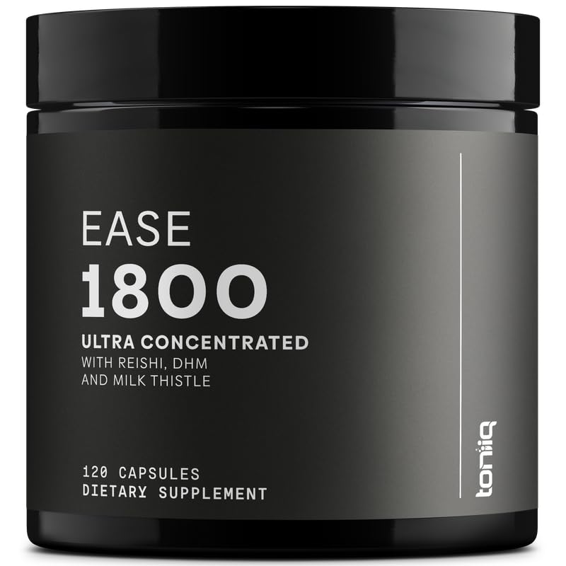 Toniiq Ease with DHM bottle front showing premium packaging for post-event support