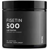 Toniiq Fisetin 500mg bottle with capsules for daily wellness
