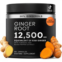 Toniiq Ginger Root Capsules bottle with high-potency formula for daily use