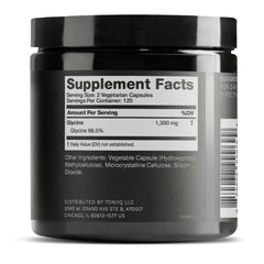 Toniiq Glycine bottle open with capsules visible for easy daily dosing