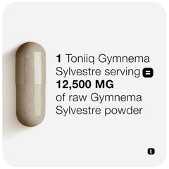 Toniiq Gymnema Sylvestre label close-up showing 75 percent gymnemic acids purity