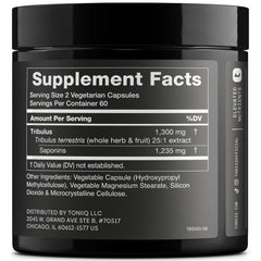 Toniiq Tribulus Terrestris capsules 120-count bottle for daily vitality.