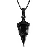 Top Plaza 6 facet Reiki black obsidian pendant for balanced energy