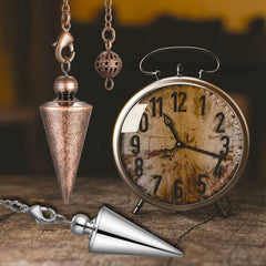 Top Plaza bronze copper pendulum cone view highlights the pointed design for dowsing.