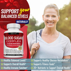 Toplux Blood Sugar Complex capsules ready to take for daily wellness.