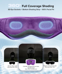 TOPOINT 3D eye mask light-blocking shows roomy eye contour for comfortable wear.