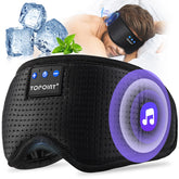 TOPOINT Sleep Mask with Bluetooth Headphones close-up showing integrated speakers for hands-free audio.