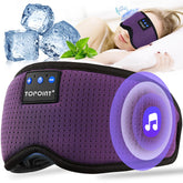 TOPOINT Sleep Mask with Bluetooth Headphones packaging highlights a travel-ready sleep solution.