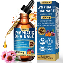 TOPSHEP Liposomal Lymphatic Drainage Drops bottle with dropper for smooth, easy dosing.
