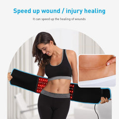 Topvent Red Light Therapy Belt wrapped on waist demonstrating fit for daily sessions.