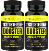 TOTAL VITAMINS Testosterone Booster bottle on wood, ready for a fitness routine boost and daily energy support