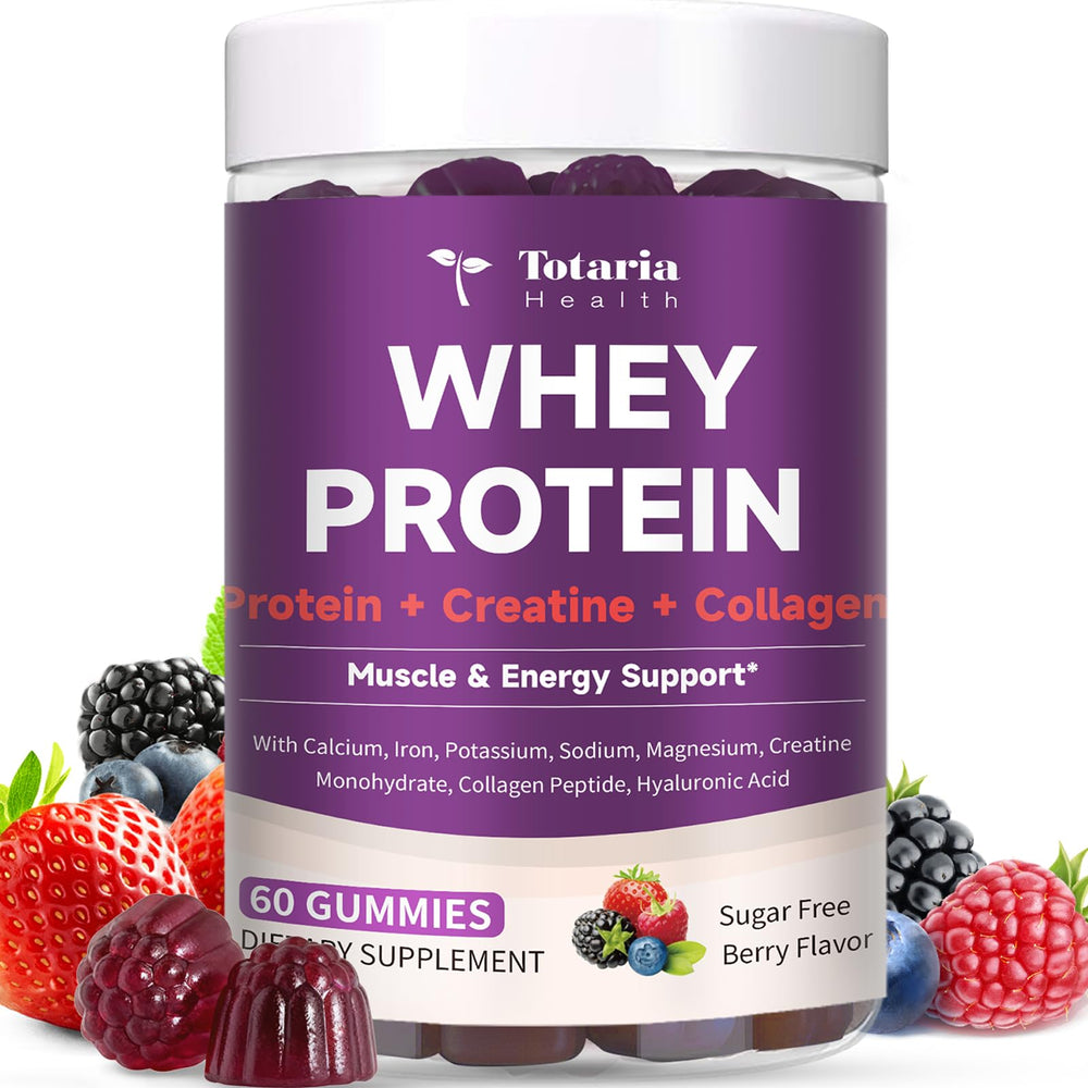Totaria 3in1 whey gummies bottle with berry flavor for daily training support