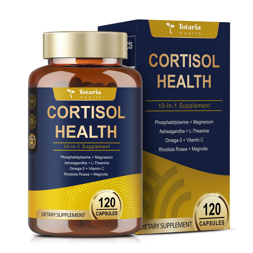 Totaria cortisol supplement bottle with Ashwagandha for daily stress support