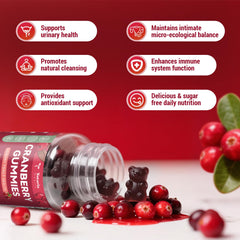 Totaria Cranberry Gummies label emphasizes natural ingredients and sugar-free design.