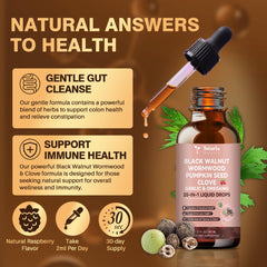 Totaria ingredients blend image shows wormwood, walnut, clove, oregano for balance.