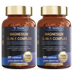 Totaria Magnesium Complex bottle highlighting a high-absorption formula for daily wellness.