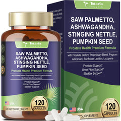 Totaria Organic Saw Palmetto bottle highlighting the prostate support formula