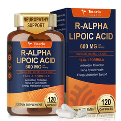 Totaria R-ALA 600mg bottle shows nerve health support for daily routines.