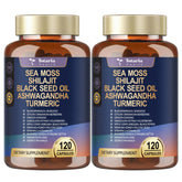 Totaria sea moss capsules bottle front, two-bottle set for daily wellness support.