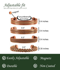 Touchstone copper magnetic bracelet Tibetan style design 3, lightweight and durable.