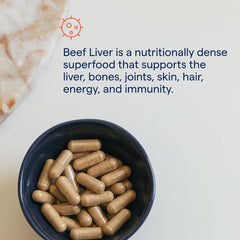 Trace Minerals Beef Liver label emphasizes natural superfood nutrition and organ support.