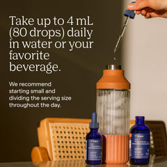 Trace Minerals Ionic Magnesium measuring dropper shows precise 4 mL doses.