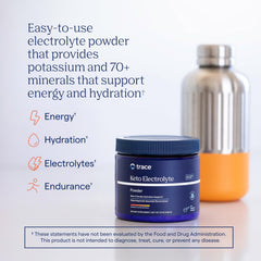 Trace Minerals Keto Electrolyte Powder scoop showing easy, on-the-go mixing.