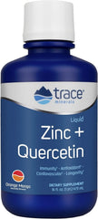 Trace Minerals Liquid Zinc Plus Quercetin bottle shows orange mango flavor for immune support.