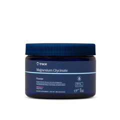 Trace Minerals Magnesium Glycinate Powder bottle with scoop for restful sleep support.