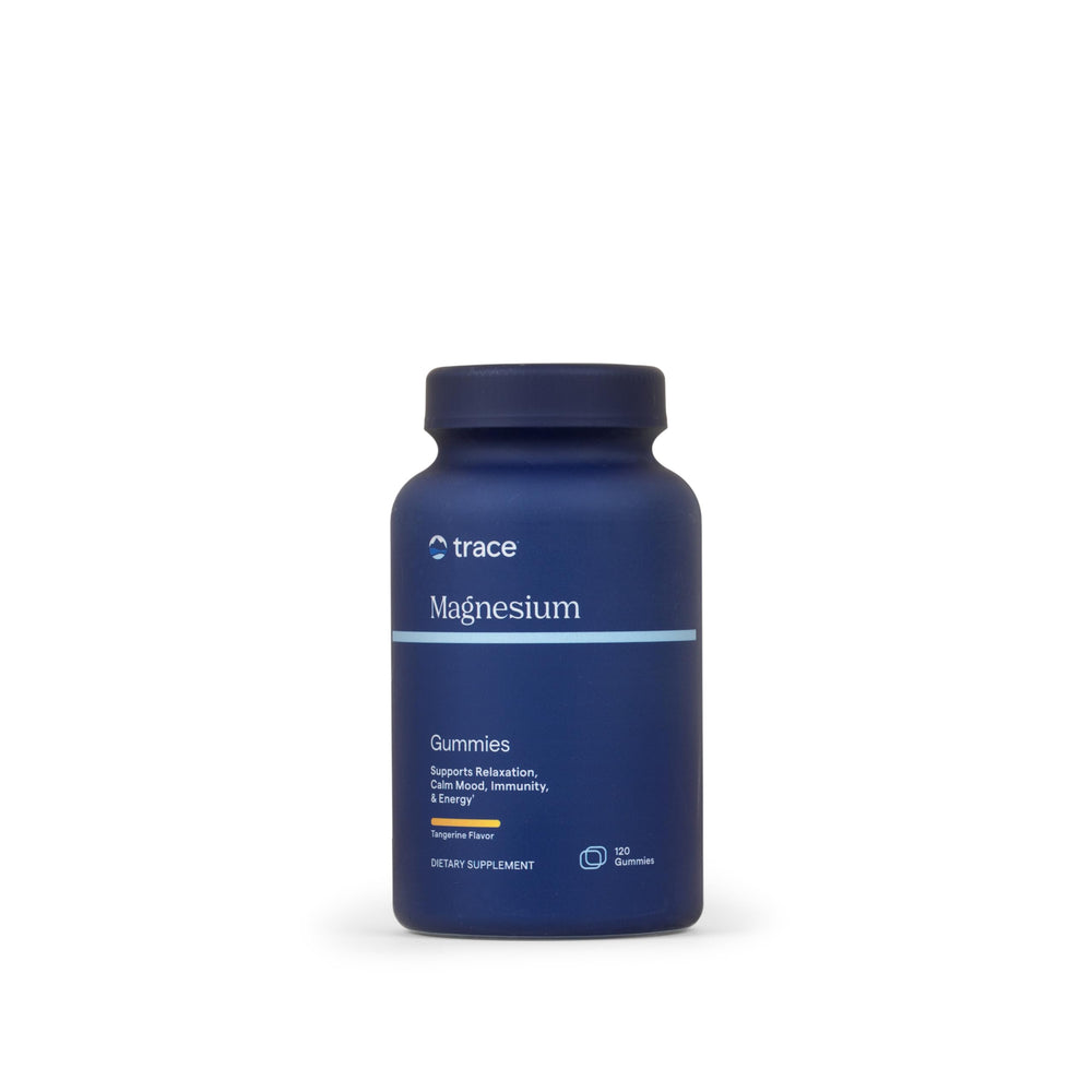 Trace Minerals Magnesium Gummies peach chew closeup showing a tasty daily relaxant.